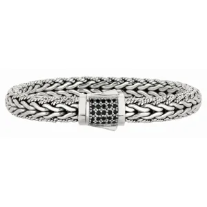 Silver Half Round 9 mm Woven Chain Sapphire Bracelet