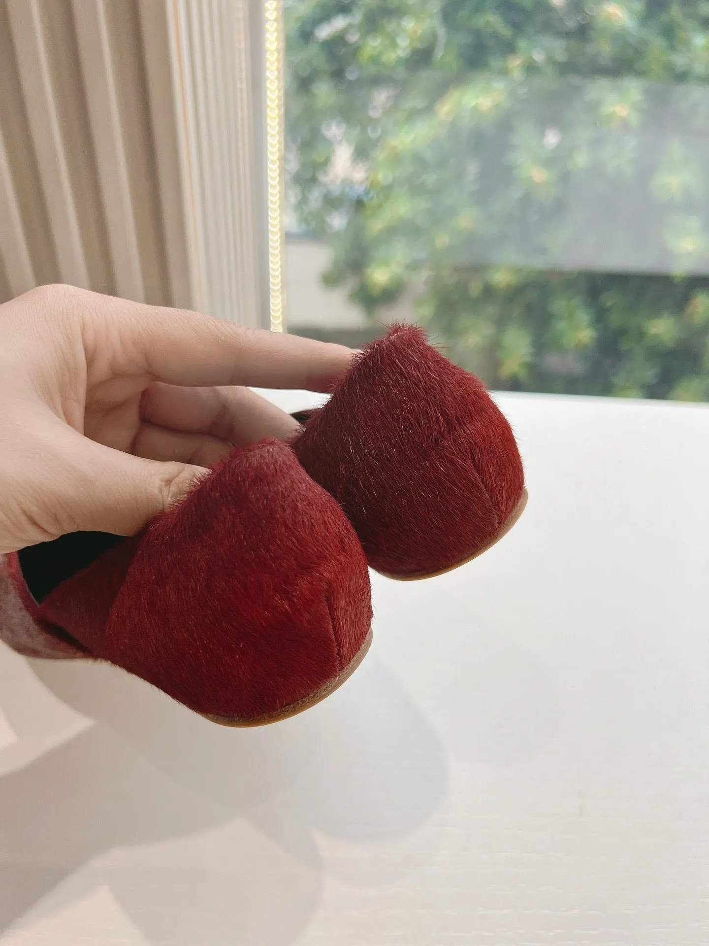SL GEMMA BALLET FLAT GARNET FUR