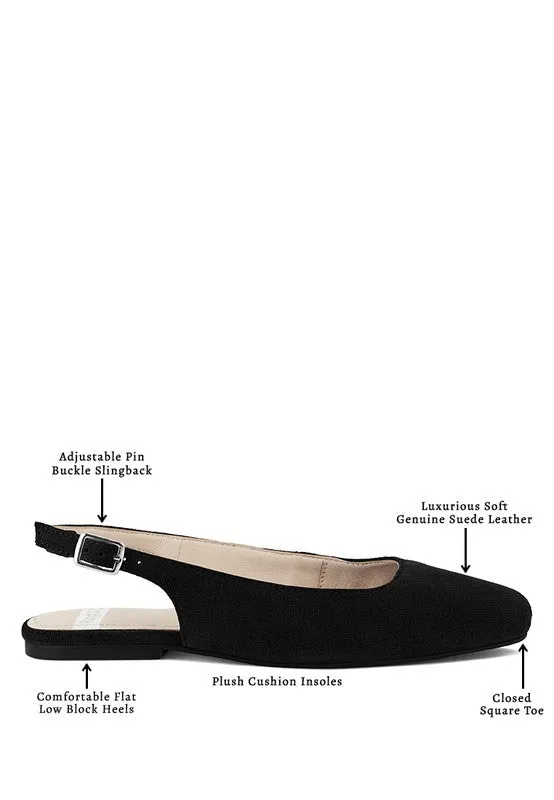 Sozani Genuine Suede Leather Slingback Flats