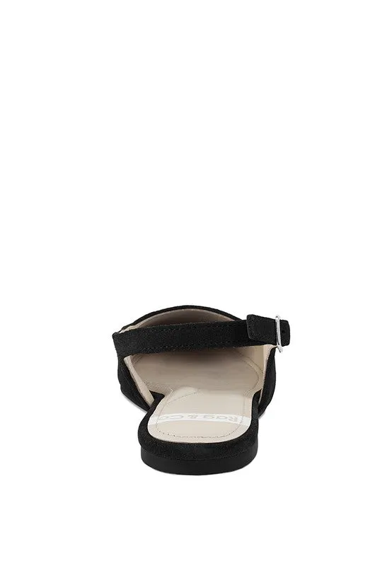 Sozani Genuine Suede Leather Slingback Flats