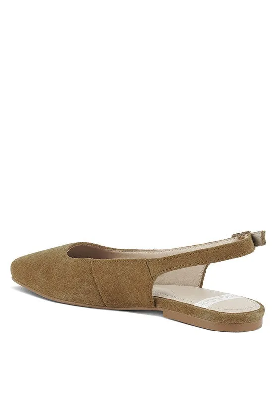 Sozani Genuine Suede Leather Slingback Flats