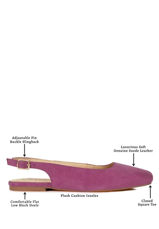 Sozani Genuine Suede Leather Slingback Flats