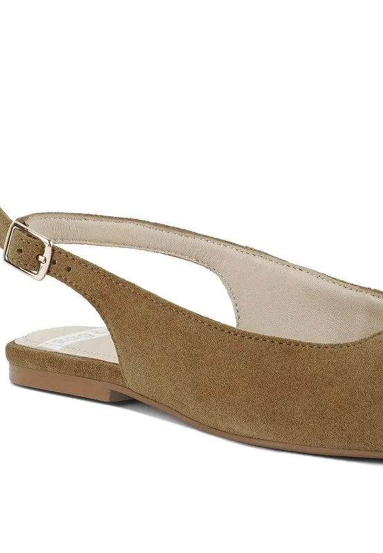 Sozani Genuine Suede Leather Slingback Flats