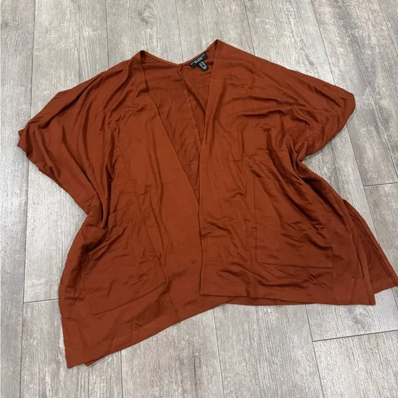 SUSAN GRAVER weekend jersey knit relaxed oversized Rust Open Front Cardigan