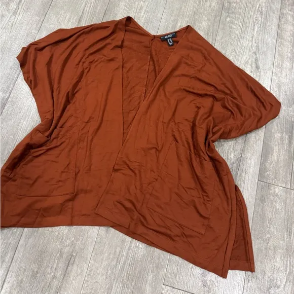 SUSAN GRAVER weekend jersey knit relaxed oversized Rust Open Front Cardigan