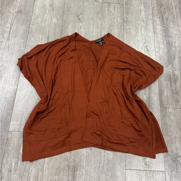 SUSAN GRAVER weekend jersey knit relaxed oversized Rust Open Front Cardigan