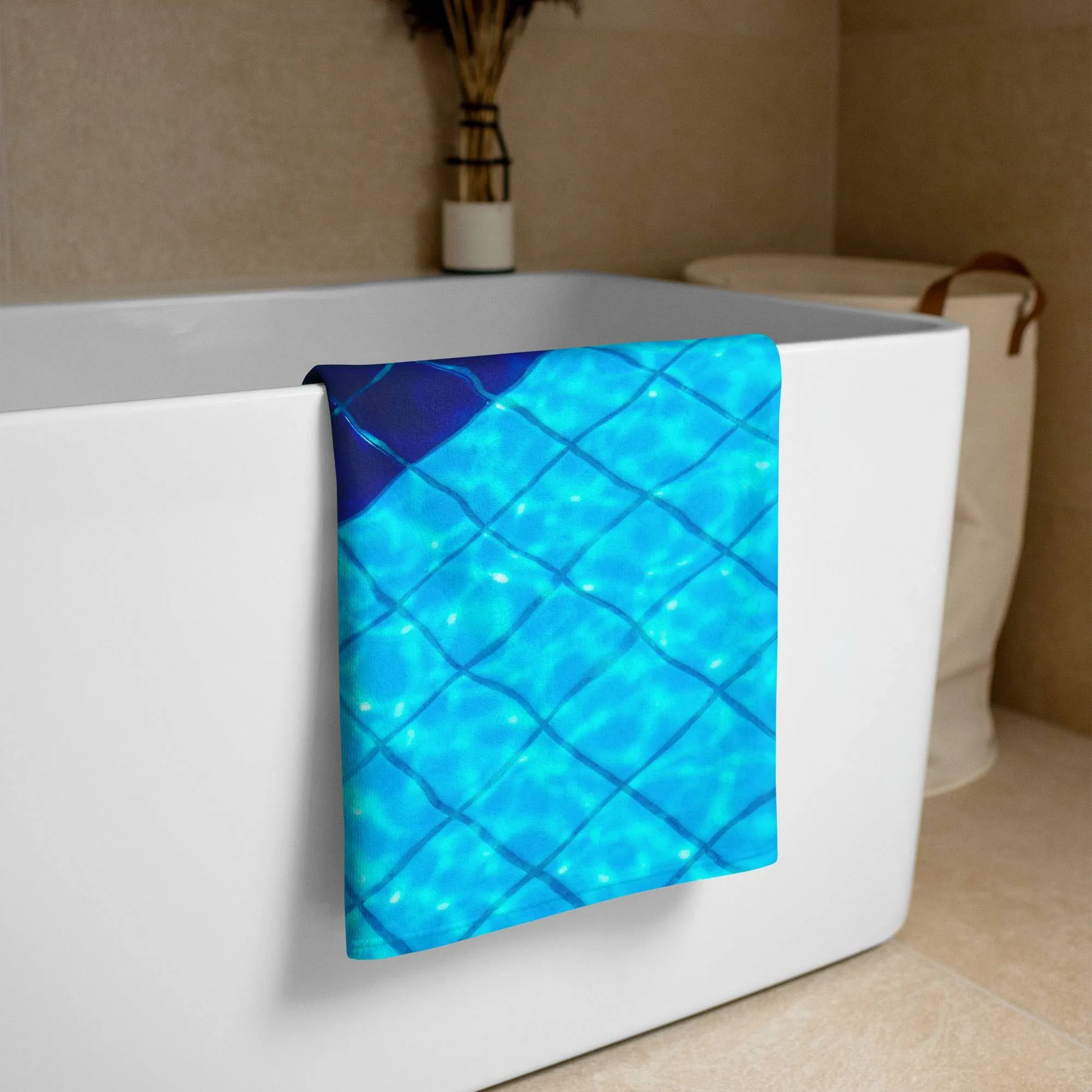 Swimmer Pool Tiles Print Swim Towel 30 x 60