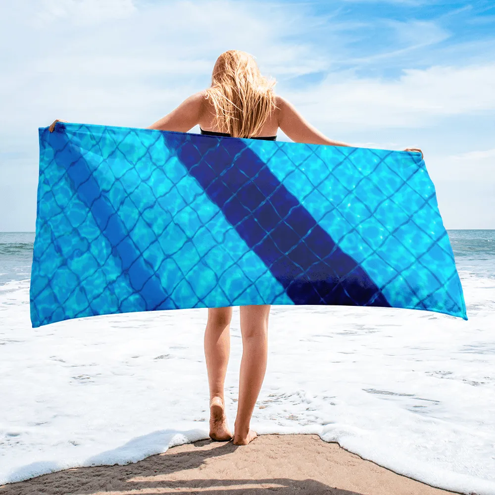 Swimmer Pool Tiles Print Swim Towel 30 x 60