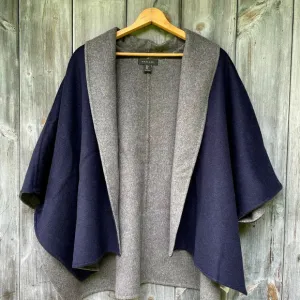 Tahari Women's Wool Blend Navy &amp; Grey Oversized Cape OS