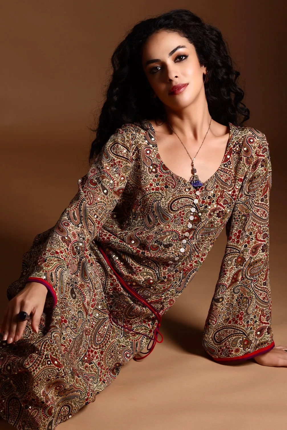 The Mira Long Sleeve Maxi Dress Red