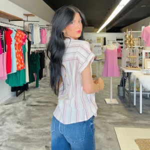 The Real Fling Striped Woven Top