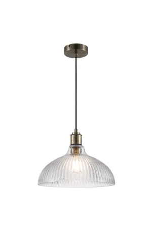 Thetford Glass Dome Pendant Antique Brass Ceiling Light