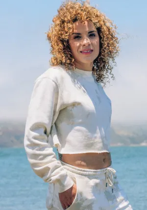 Tie-Dye Crop Sunset Boyfriend Fleece Sweatshirt – White Sands