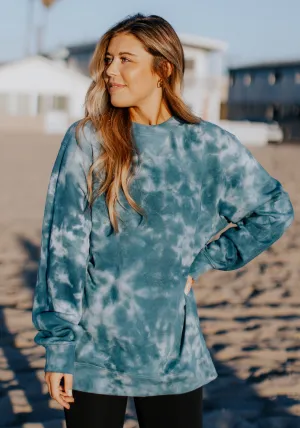 Tie-Dye Sunset Boyfriend Fleece Sweatshirt – Cove Blue