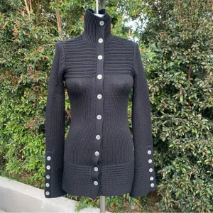 Trina Turk Wool Black Button-Up Sweater P