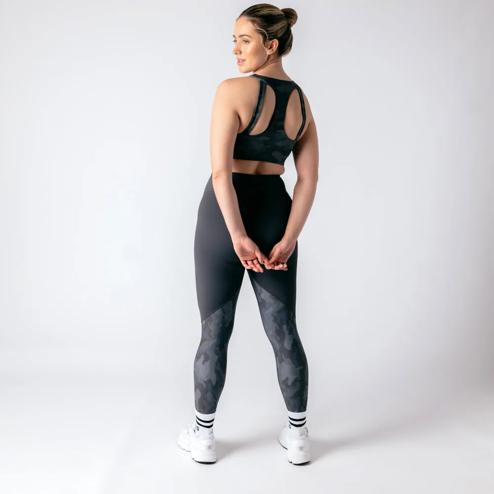 Vertex Camo High Rise Leggings - Washed Black