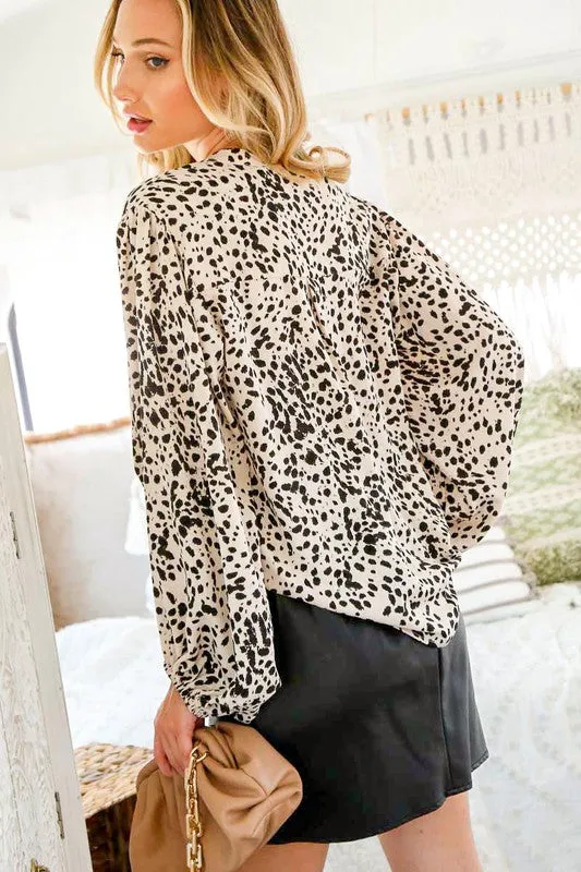 Vine & Love Animal Print Woven Top