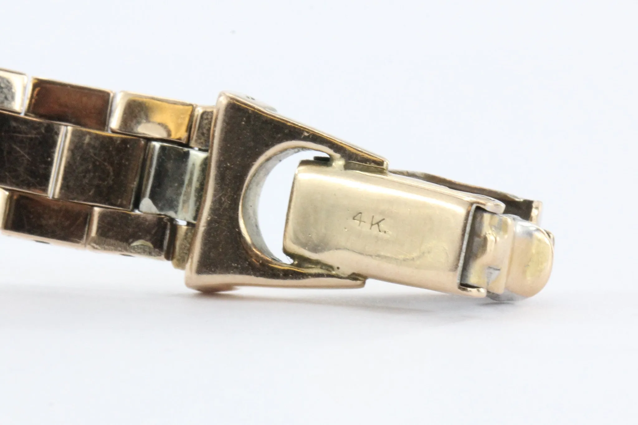 Vintage 1950's Art Deco 14K Rose Gold Diamond & Ruby Swiss Galmor Watch