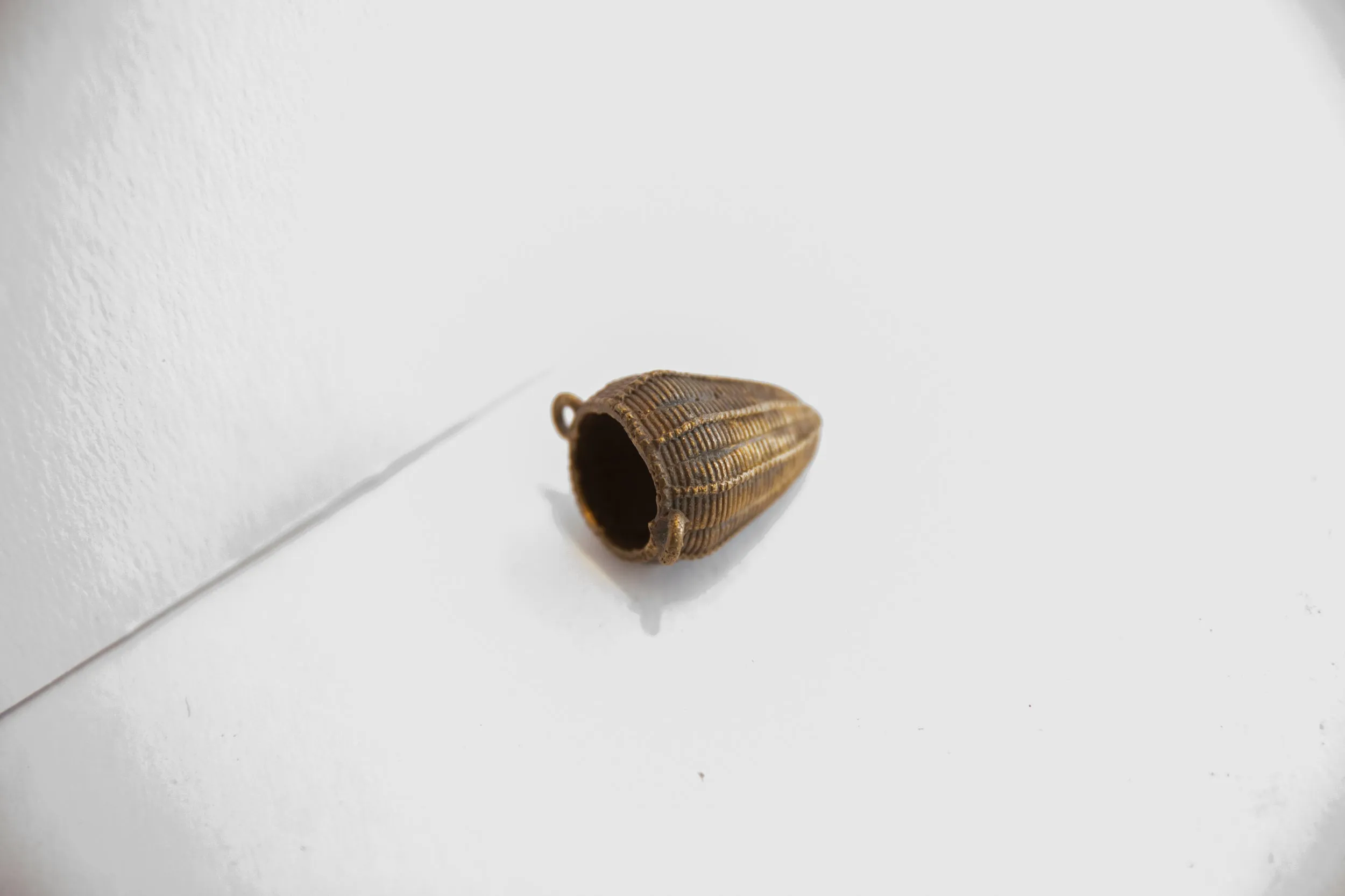 Vintage African Woven Basket Bronze Pendant