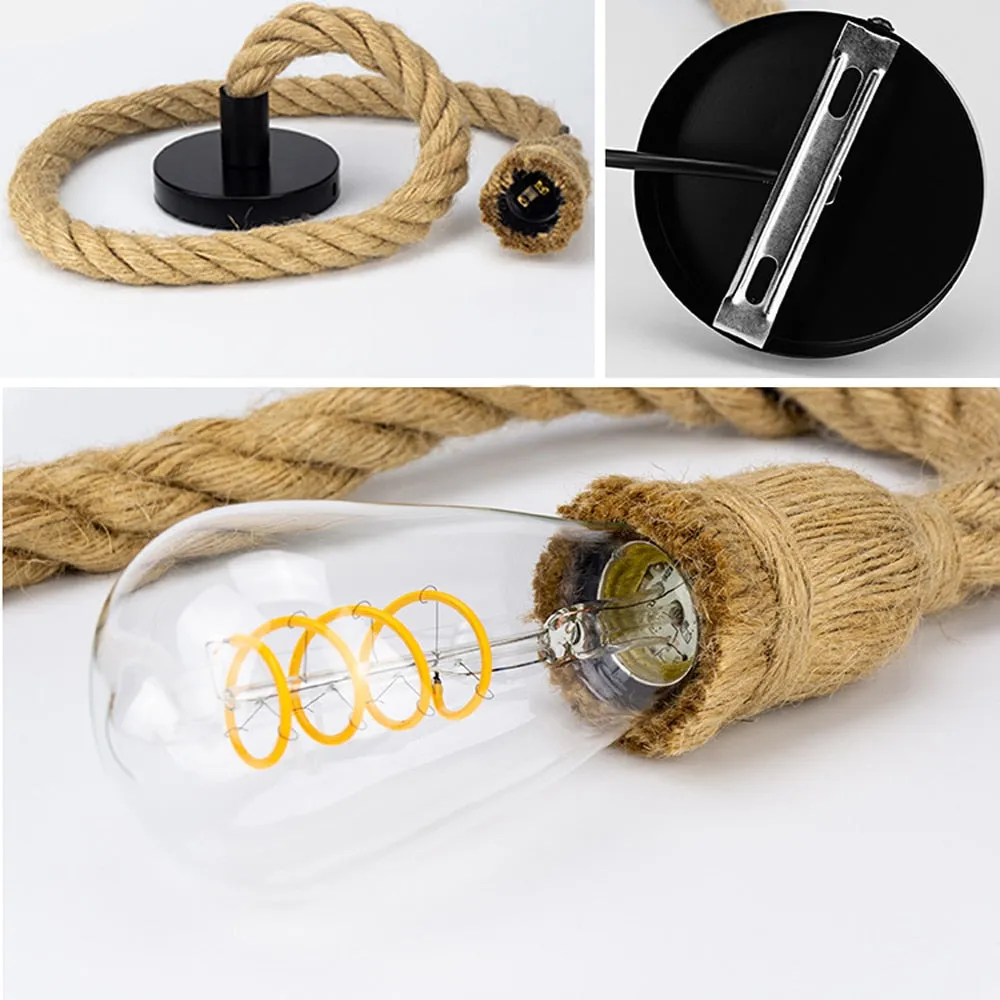 Vintage Hemp Rope Pendant Light Retro