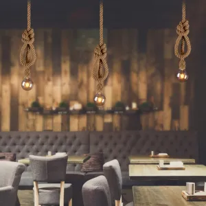 Vintage Hemp Rope Pendant Light Retro