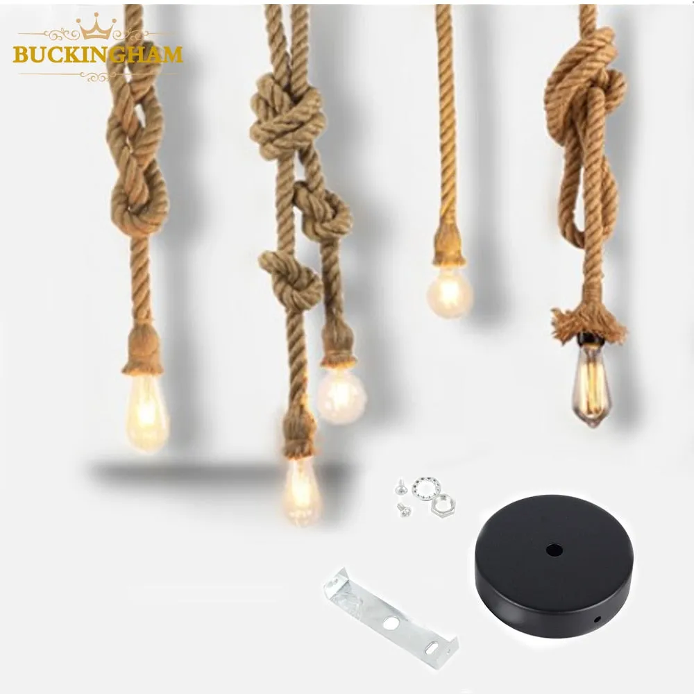 Vintage Hemp Rope Pendant Light Retro