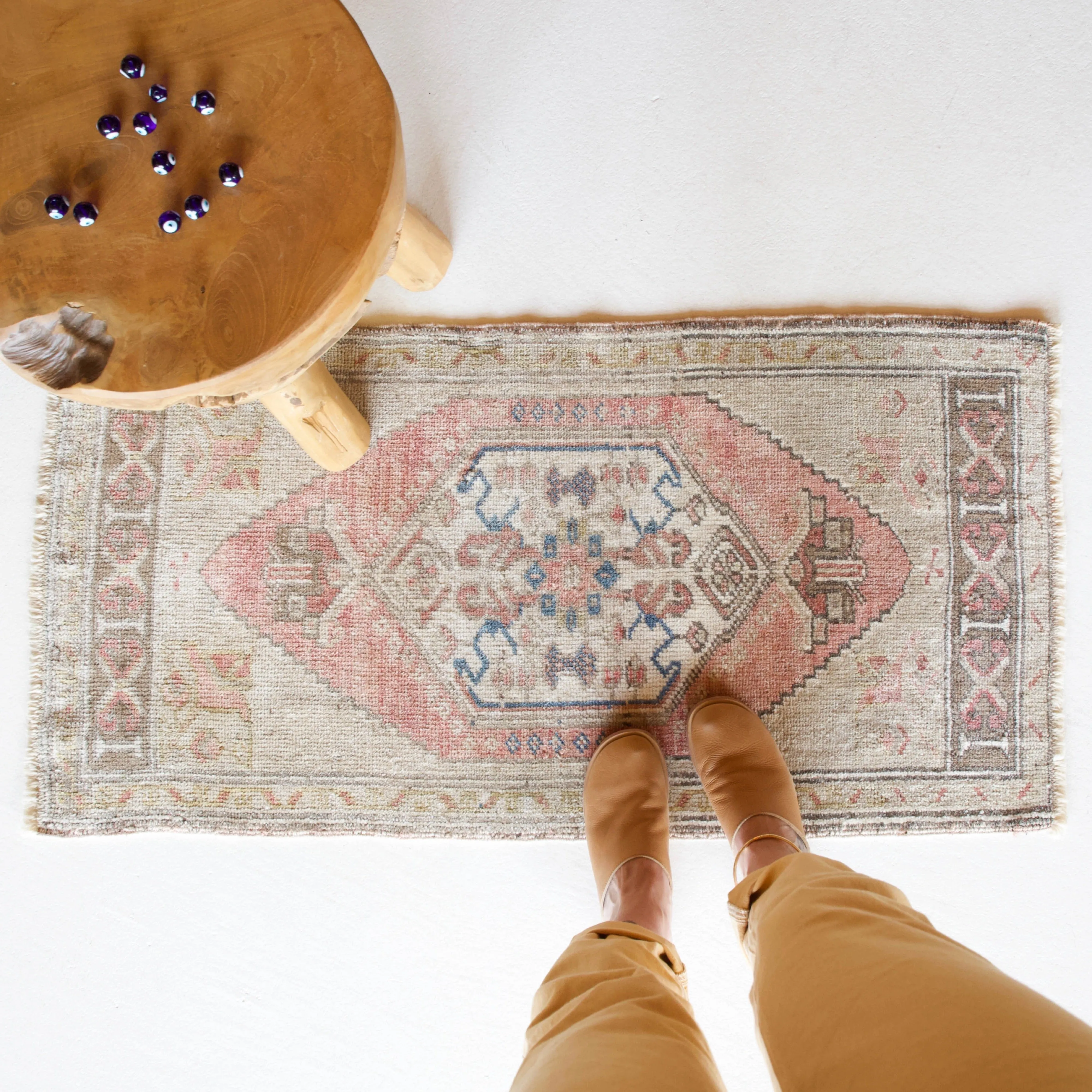 Vintage Mini Turkish Rug 21"x42"