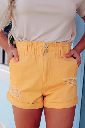 Warm Days Denim Paperbag Shorts - Mango