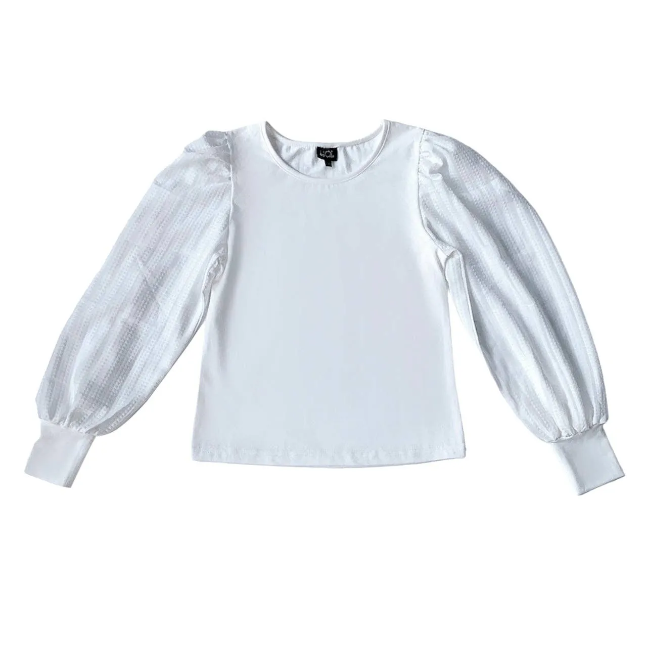 White Textured Sleeve Top..