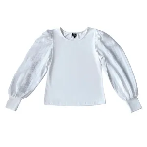 White Textured Sleeve Top..