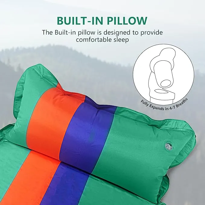 WILD FUN Sleeping Pad for Camping, Lightweight Memory Foam Camping Mattress with Pillow, Self Inflating Camping Pad 1.2" Thick Foam, Air Mattress Inflatable Sleeping Mat for Backpacking,Hiking