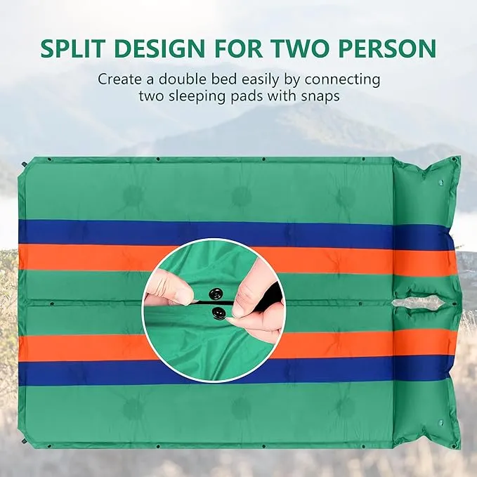 WILD FUN Sleeping Pad for Camping, Lightweight Memory Foam Camping Mattress with Pillow, Self Inflating Camping Pad 1.2" Thick Foam, Air Mattress Inflatable Sleeping Mat for Backpacking,Hiking