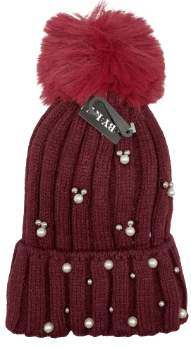 Winter Hat - Pearl Beanie With PomPom