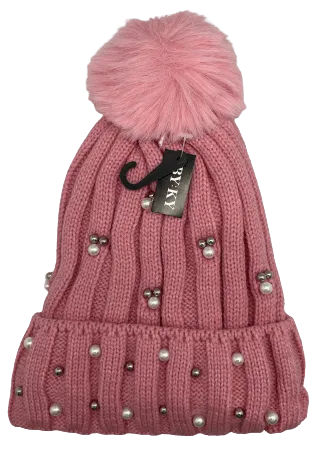 Winter Hat - Pearl Beanie With PomPom
