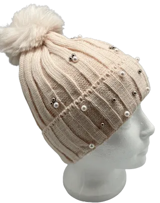 Winter Hat - Pearl Beanie With PomPom