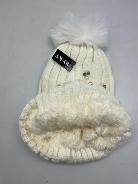 Winter Hat - Pearl Beanie With PomPom