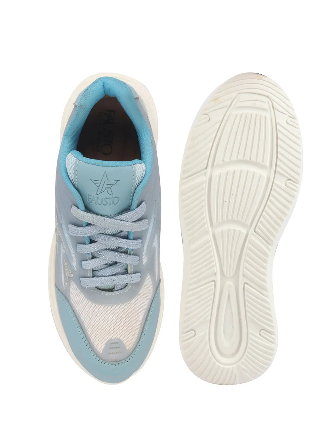 Women Glittery Shiny Chunky Casual Sneakers Lightweight and Comfortable Lace-Up Shoes Memory Cushioned Footbed Insole