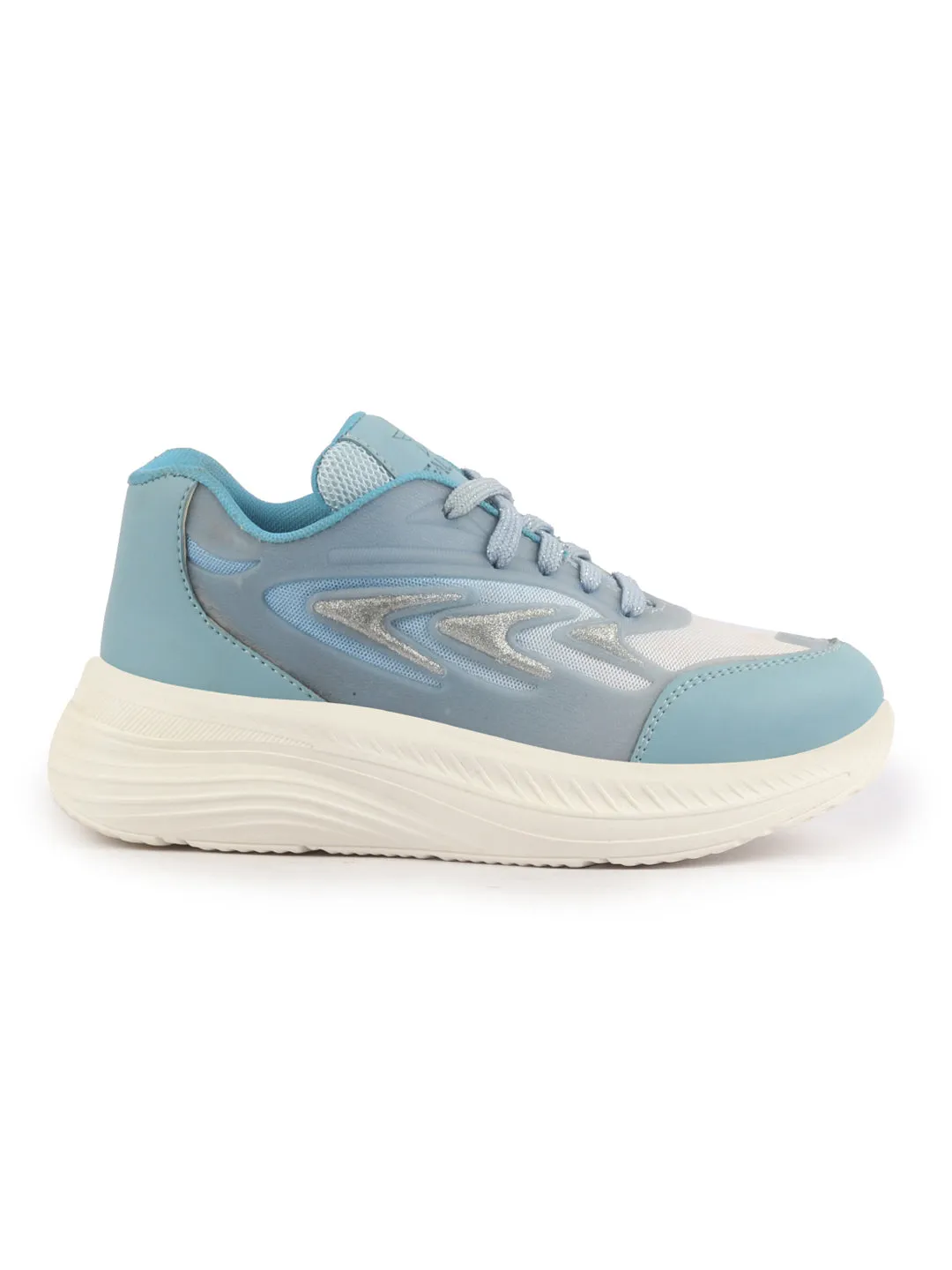 Women Glittery Shiny Chunky Casual Sneakers Lightweight and Comfortable Lace-Up Shoes Memory Cushioned Footbed Insole