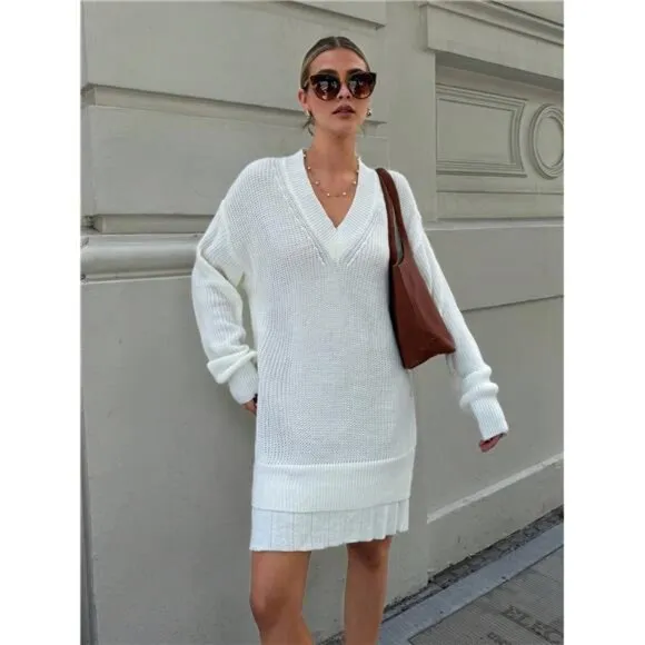 Women Woven Pletaed Detailed Sweater Dress