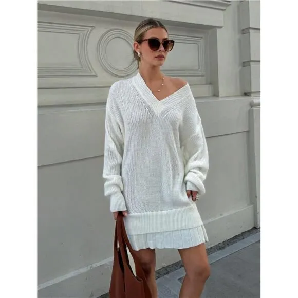 Women Woven Pletaed Detailed Sweater Dress