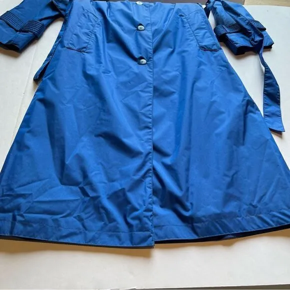 Women's Coat Works Trench/Rain Coat Long Royal Blue Size 8