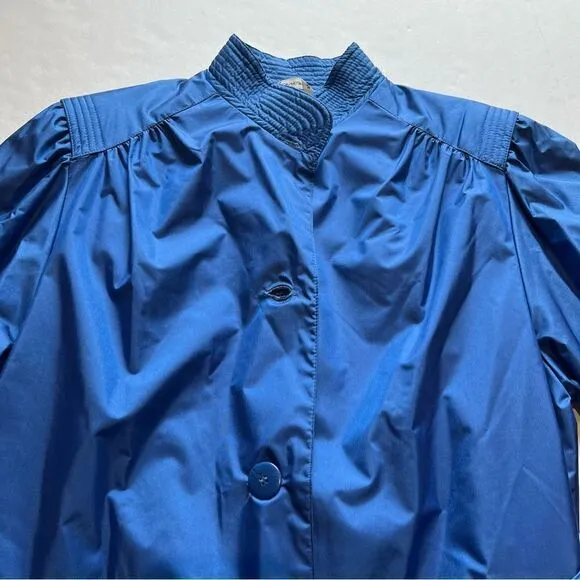Women's Coat Works Trench/Rain Coat Long Royal Blue Size 8