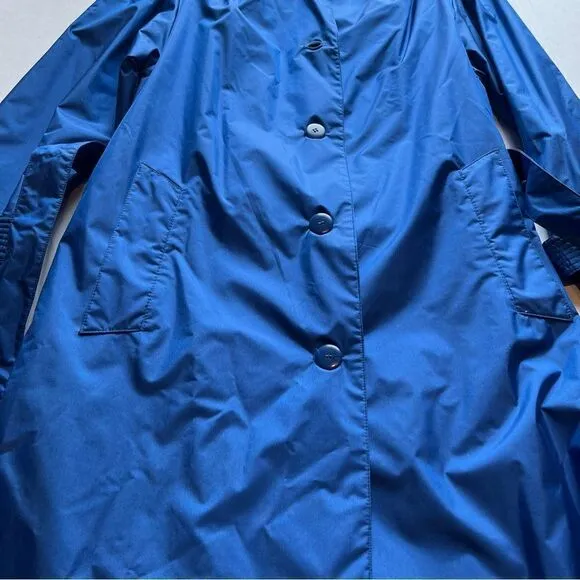Women's Coat Works Trench/Rain Coat Long Royal Blue Size 8