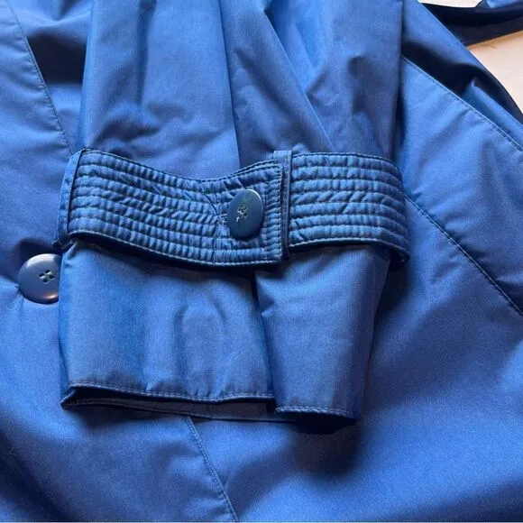 Women's Coat Works Trench/Rain Coat Long Royal Blue Size 8