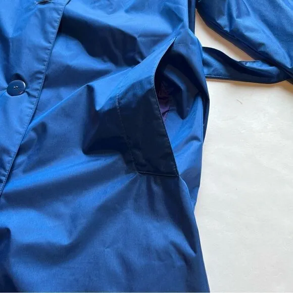 Women's Coat Works Trench/Rain Coat Long Royal Blue Size 8