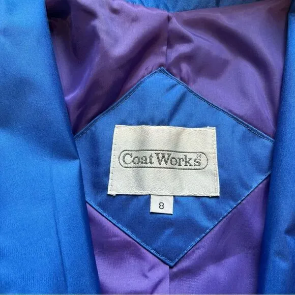 Women's Coat Works Trench/Rain Coat Long Royal Blue Size 8