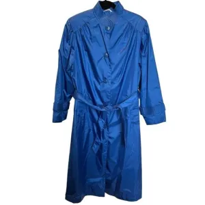 Women's Coat Works Trench/Rain Coat Long Royal Blue Size 8