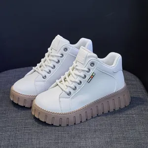 Women's Lightweight Vegan Leather Platform Sneakers with Thick Sole | Perfect for Everyday Wear