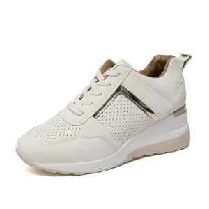 Women’s Stylish Perforated Platform Lace-Up Sneakers | Perfect for All Seasons