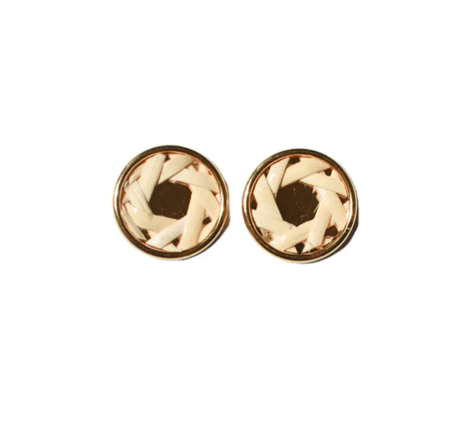 Woven Cane Rattan Post Earrings (WS)
